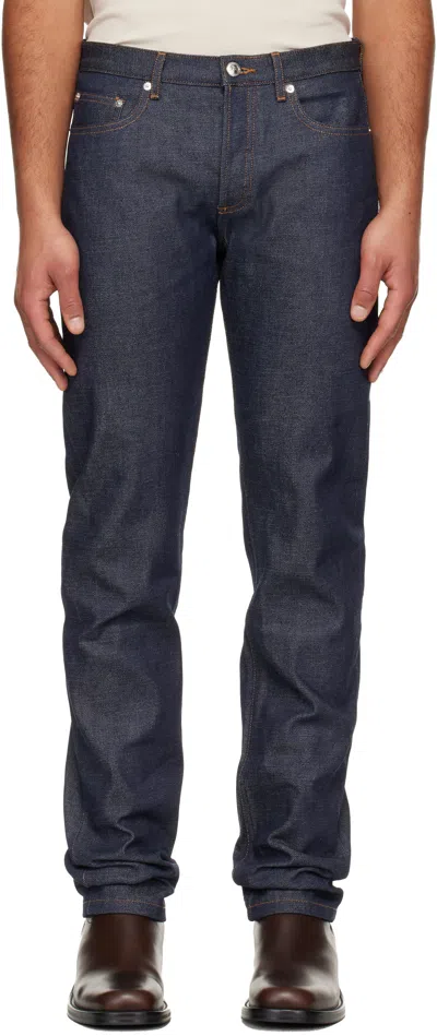 Apc Navy New Standard Jeans In Blue