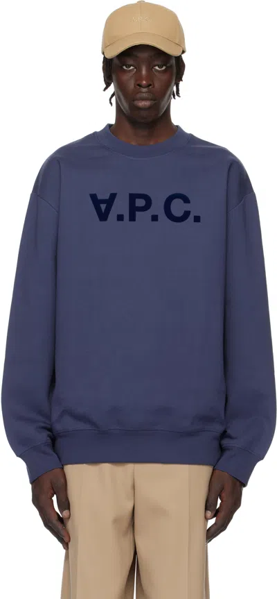 Apc Navy Oversize Grand 'vpc' Sweatshirt In Iaf Steel Blue