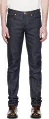 Apc Navy Petit Standard Jeans In Blue