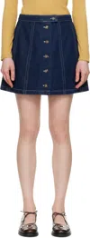 Apc High Waist Denim Skirt With Contrast Stitching In Ial Washed Indigo