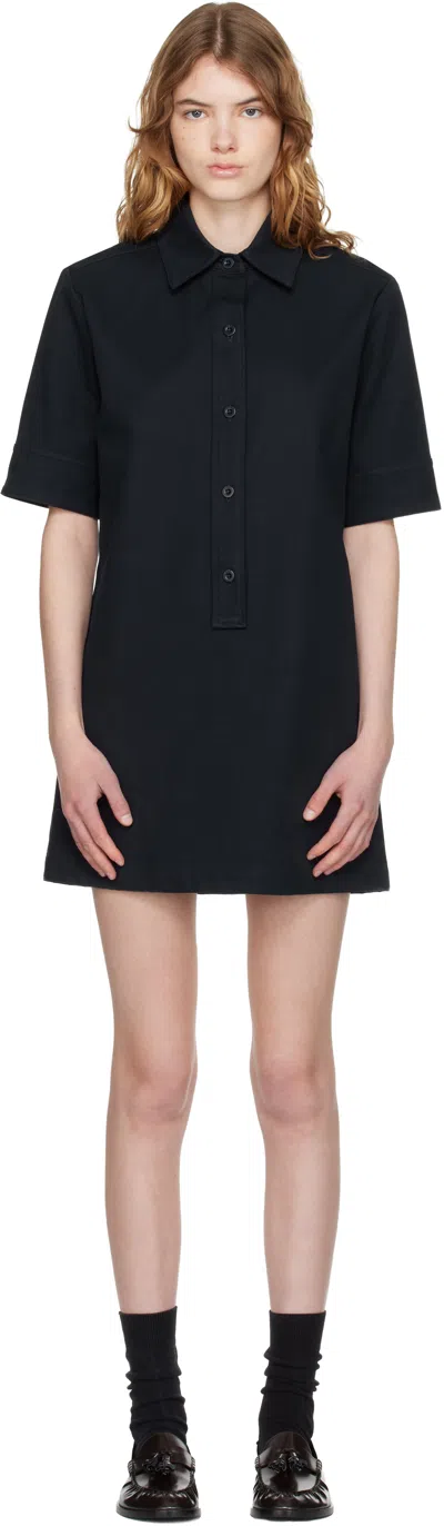 Apc Navy Poly Mini Dress In Blue