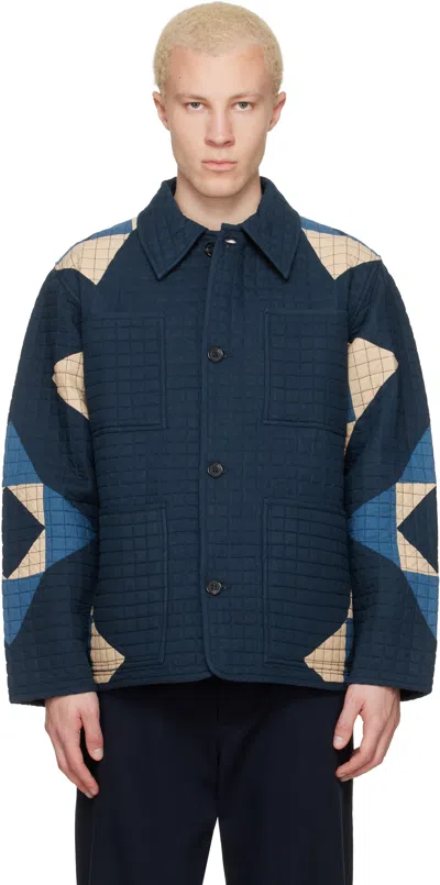 A.p.c. Navy Quilted Jacket In Purple