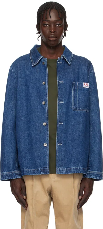 Apc Navy Ralph Denim Jacket In Ial Washed Indigo