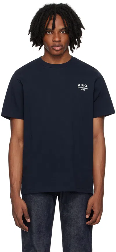 Apc Navy Raymond T-shirt In Tiq Dark Navy/ecru