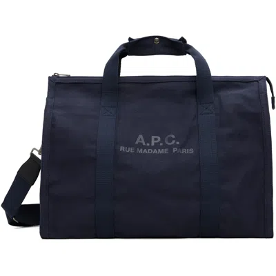 A.p.c. Navy Récupération Gym Duffle Bag In Iak Dark Navy