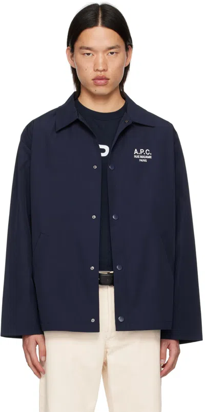 Apc Navy Regis Jacket In Black