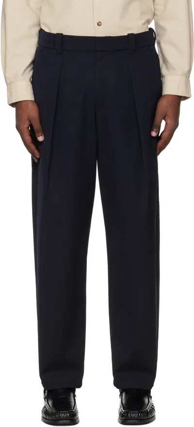 A.p.c. Navy Renato Trousers In Black