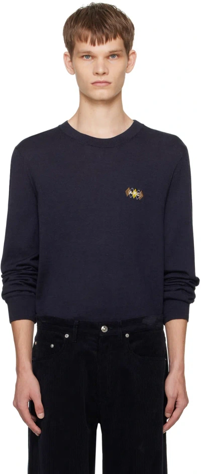 Apc Navy Rory Sweater In Iak Dark Navy