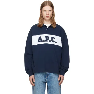 A.p.c. Navy Rugby Polo In Blue