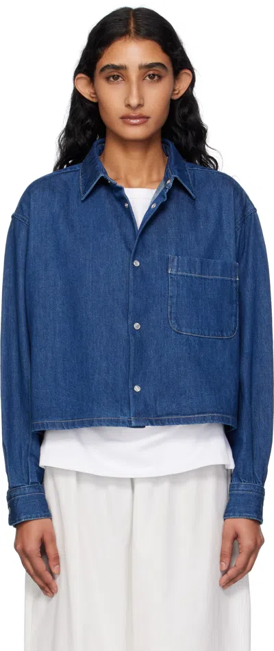 Apc Navy Samantha Denim Overshirt In Purple