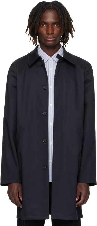 Apc Navy Urban Mac Coat In Blue