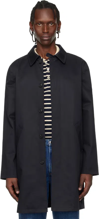 Apc Navy Urban Mac Coat In Gray