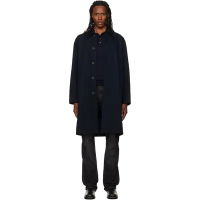 A.p.c. Navy Urban Mac Coat In Black