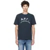 A.p.c. Cotton Crew Neck Short Sleeve T-shirt In Blue