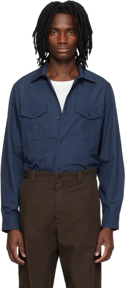 A.p.c. Navy Warren Shirt In Blue