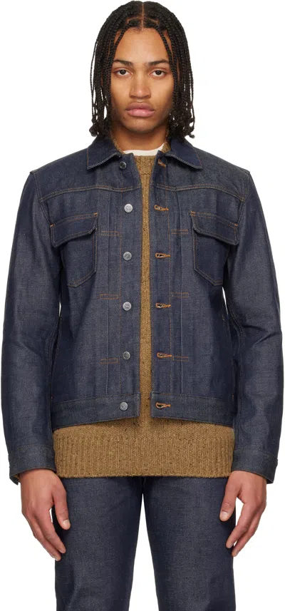 Apc Navy Work Denim Jacket In Purple