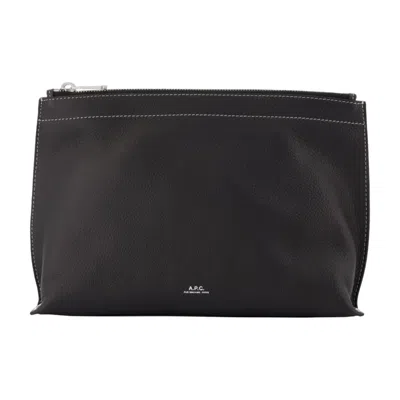 A.p.c. 네이지 클루 그레인 레더 베니티 케이스 In Black
