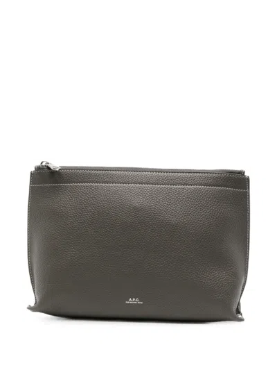 A.p.c. Neige Clou Leather Clutch Bag In Red