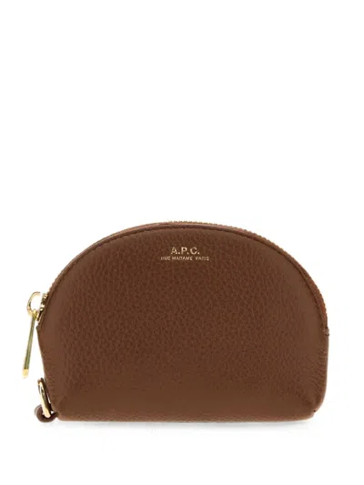 A.p.c. Monnaie Leather Keyring Card Holder In Brown