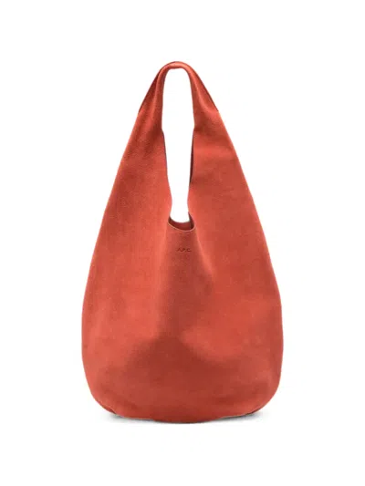 A.p.c. Neige Suede Shoulder Bag In Orange