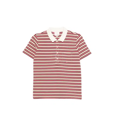 Apc Striped Collared Polo Shirt In Brown
