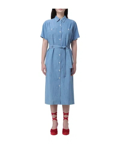 A.p.c. New Drew Denim Midi Dress In Blue