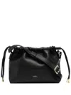 Apc 'ninon' Black Crossbody Bag With Adjustable Shoulder Strap And Drawstring Closure In Ecoleather Woma