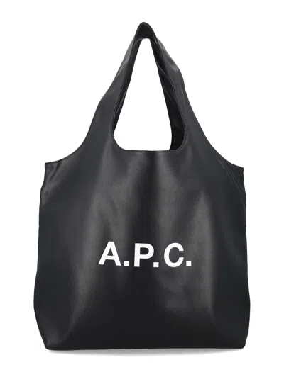 Apc A.p.c. Ninon Black Small Faux Leather Tote In Pink