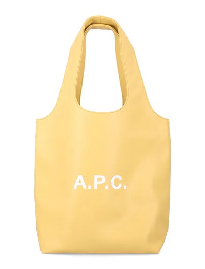 Apc A.p.c. Ninon Black Small Faux Leather Tote In Gold