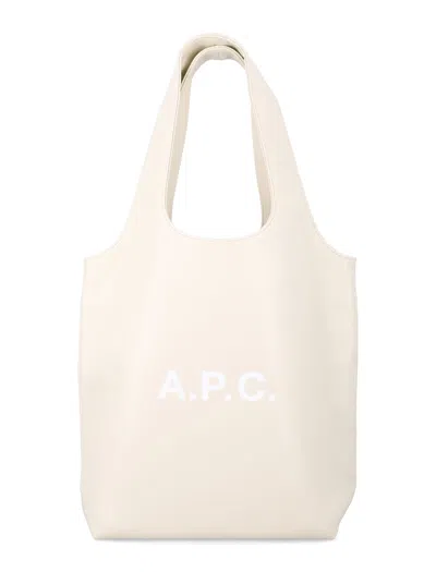 Apc A.p.c. Ninon Black Small Faux Leather Tote In Sand