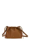A.p.c. Ninon Brown Drawstring Crossbody Bag With Logo Lettering In Faux Leather Woman