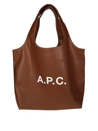 Apc Ninon Brown Tote With Bold Front Lettering