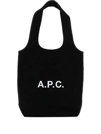 Apc A.p.c. Ninon Canvas Small Tote Bags In Black
