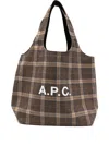 Apc Ninon Checked Logo Tote Bag In Brown