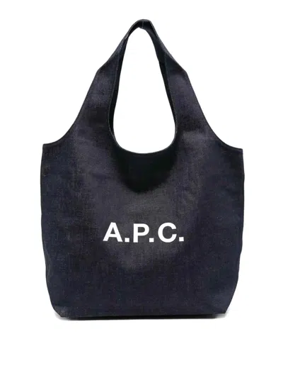 Apc Ninon Cotton Tote Bag In Blue