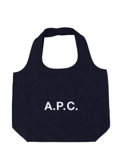 Apc Ninon Denim Tote Bag In Blue