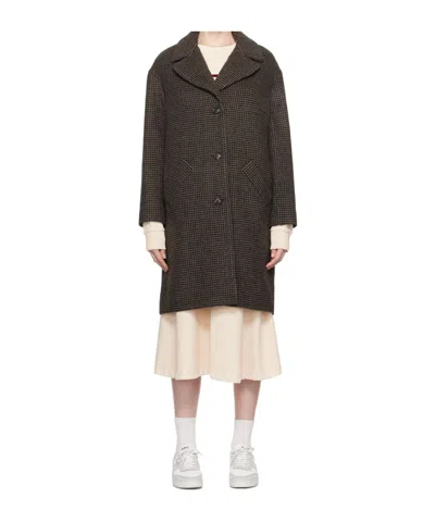 Apc Ninon Houndstooth Coat In Black