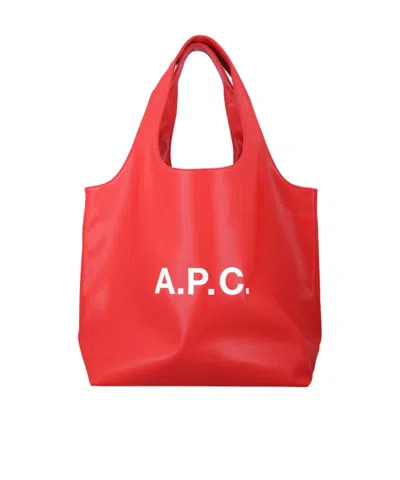 A.p.c. Ninon Logo Detailed Medium Tote Bag In Red