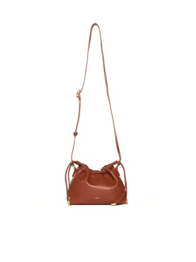 Apc A.p.c. Ninon Logo Embossed Mini Shoulder Bag In Brown