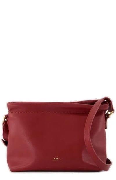 Apc A.p.c. Ninon Logo Embossed Mini Shoulder Bag In Red