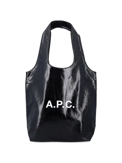 Apc A.p.c. Ninon Black Small Tote In Purple