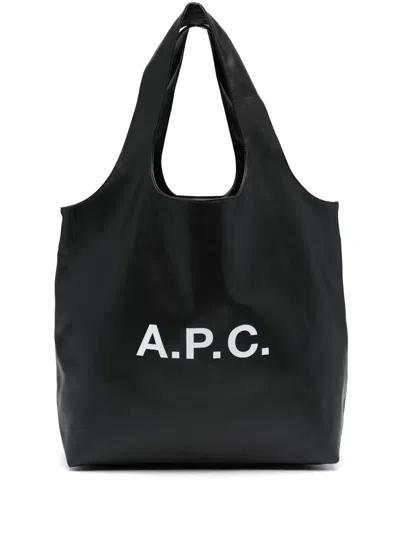 Apc Ninon Logo-print Tote Bag In Black