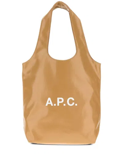 Apc Ninon Logo-print Tote Bag In Neutral