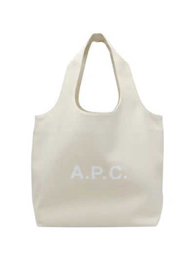 Apc Ninon Logo-print Tote Bag In Neutral