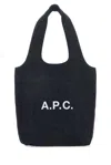 APC A.P.C. NINON LOGO PRINTED DENIM SMALL TOTE BAG