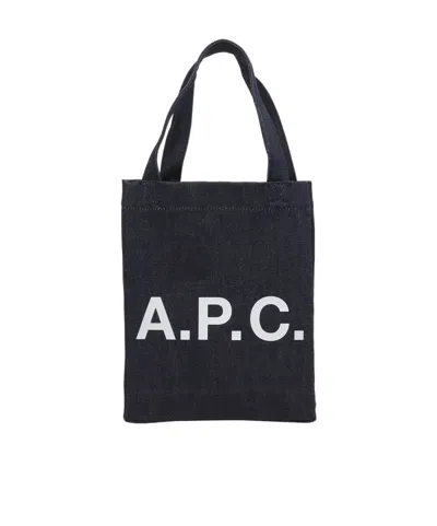 A.p.c. Ninon Logo Printed Small Tote Bag In Black