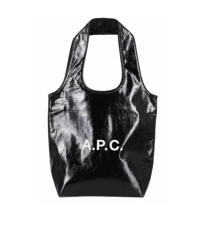 A.p.c. Ninon Logo Printed Tote Bag In Black