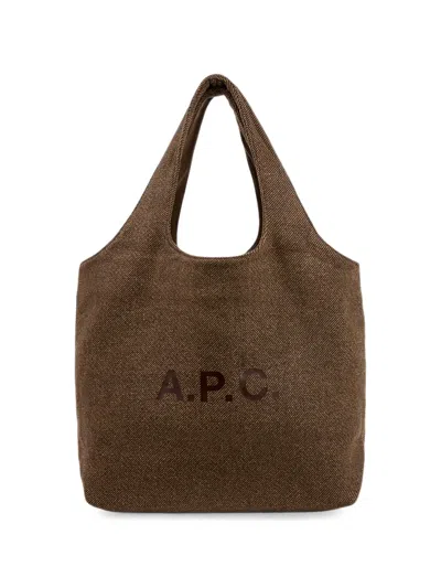 A.p.c. Ninon Logo-print Tote Bag In Brown