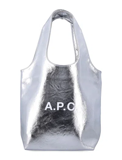 Apc A.p.c. Ninon Metallised Small Tote In Silver