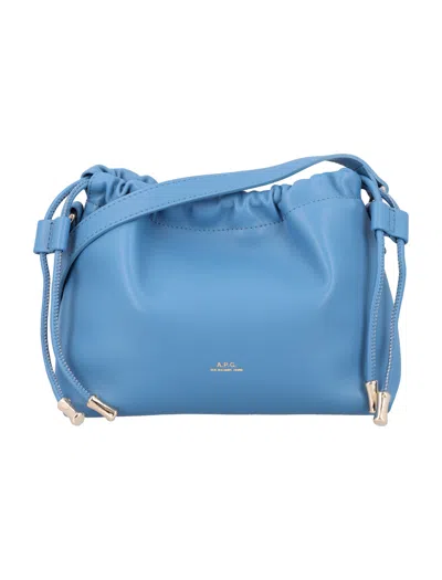 Apc A.p.c. Ninon Logo Embossed Mini Shoulder Bag In Blue